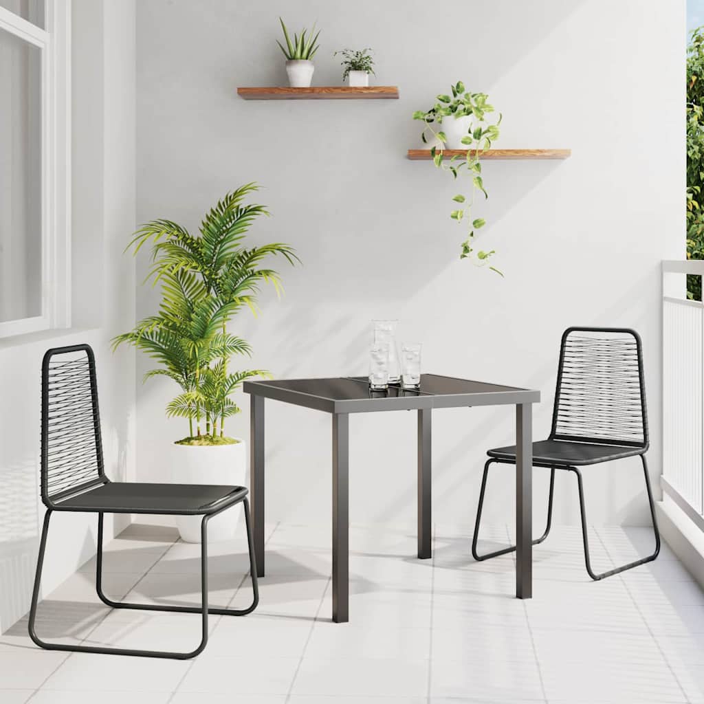 Set da Pranzo per Giardino 3 pcs Nero Poly Rattan