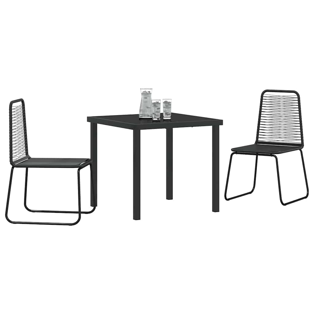 Set da Pranzo per Giardino 3 pcs Nero Poly Rattan - immagine 3