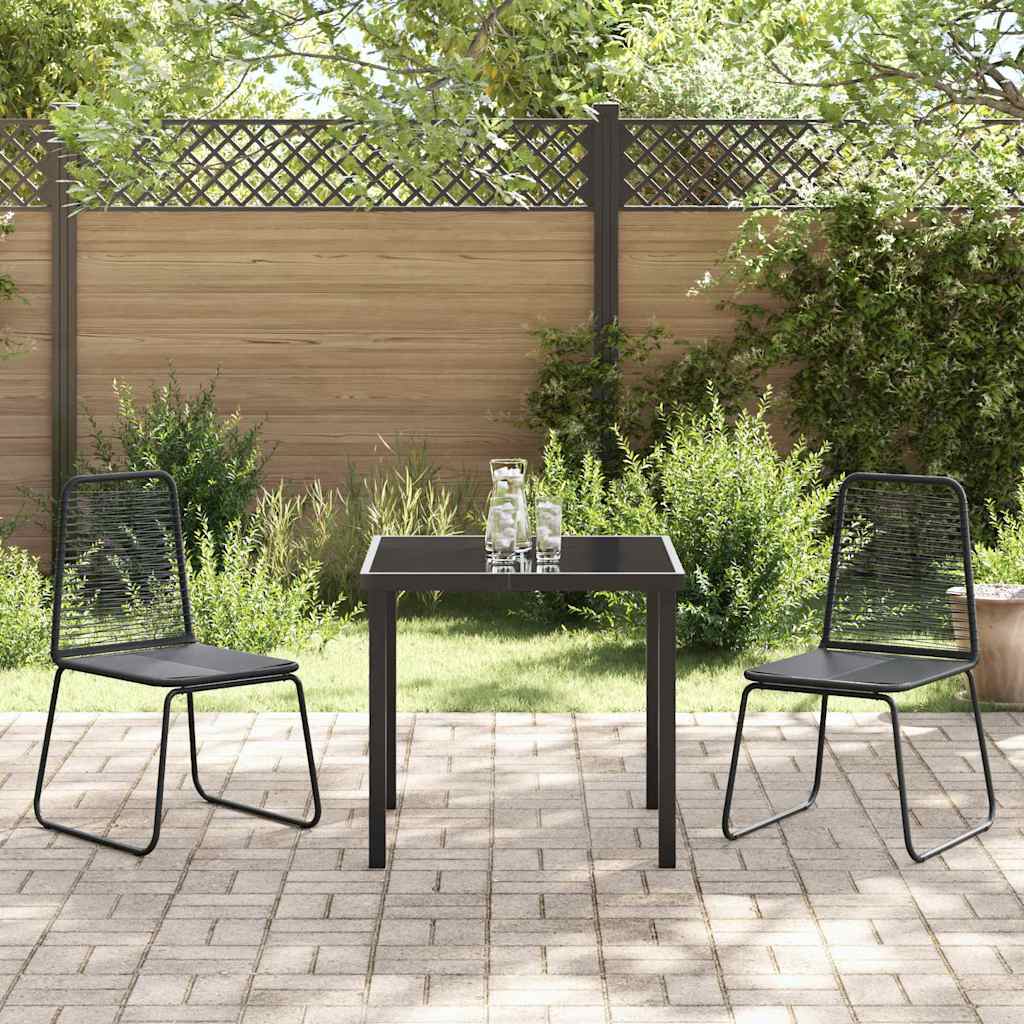 Set da Pranzo per Giardino 3 pcs Nero Poly Rattan - immagine 4