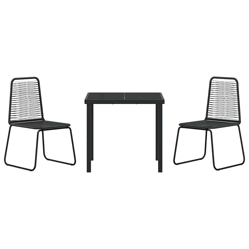Set da Pranzo per Giardino 3 pcs Nero Poly Rattan - immagine 7