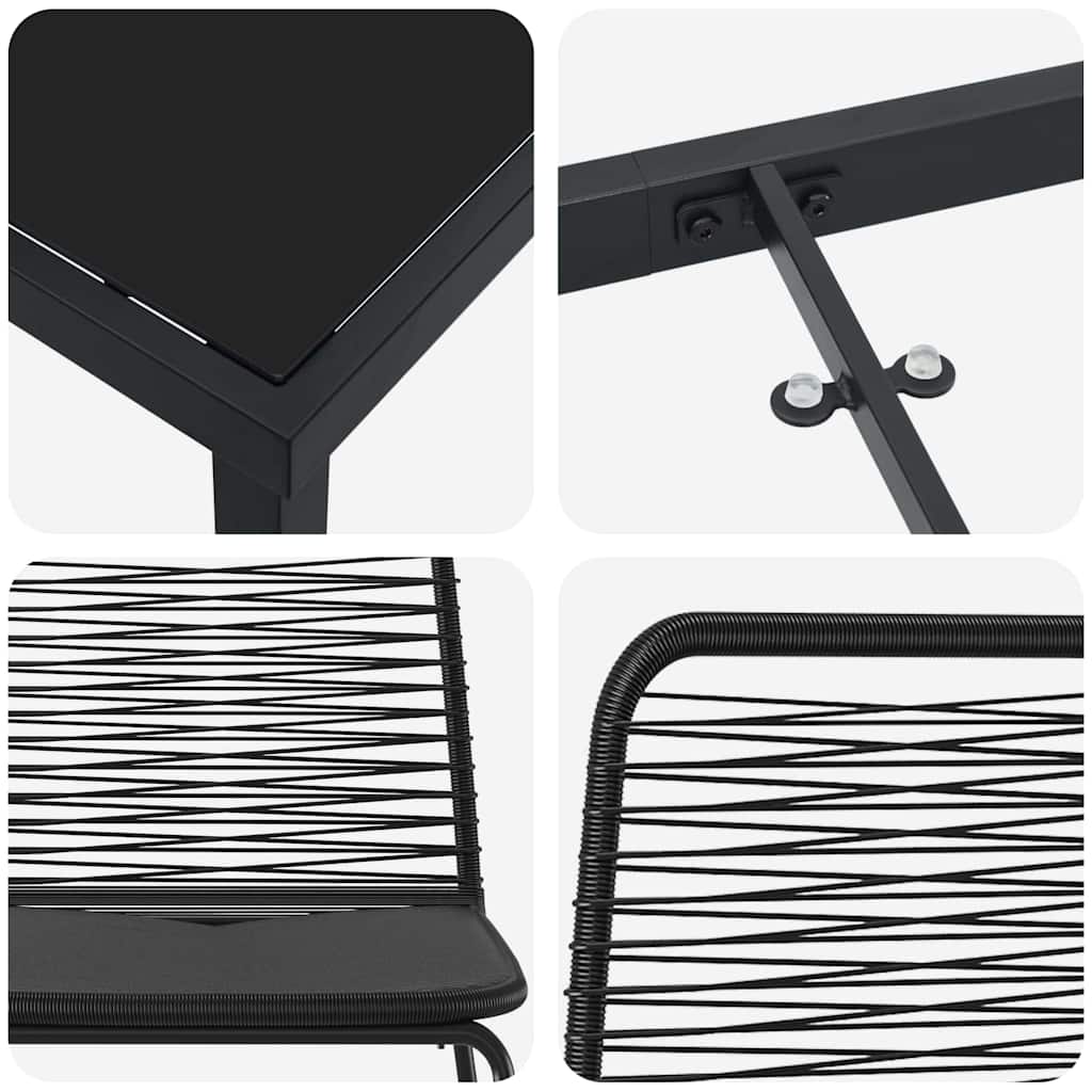 Set da Pranzo per Giardino 3 pcs Nero Poly Rattan - immagine 9