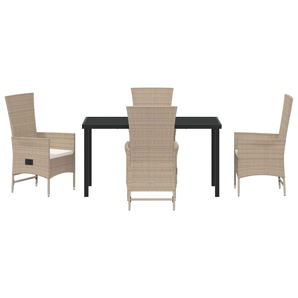 Set da Pranzo per Giardino con cuscino 5 pcs Beige polyrattan - immagine 7