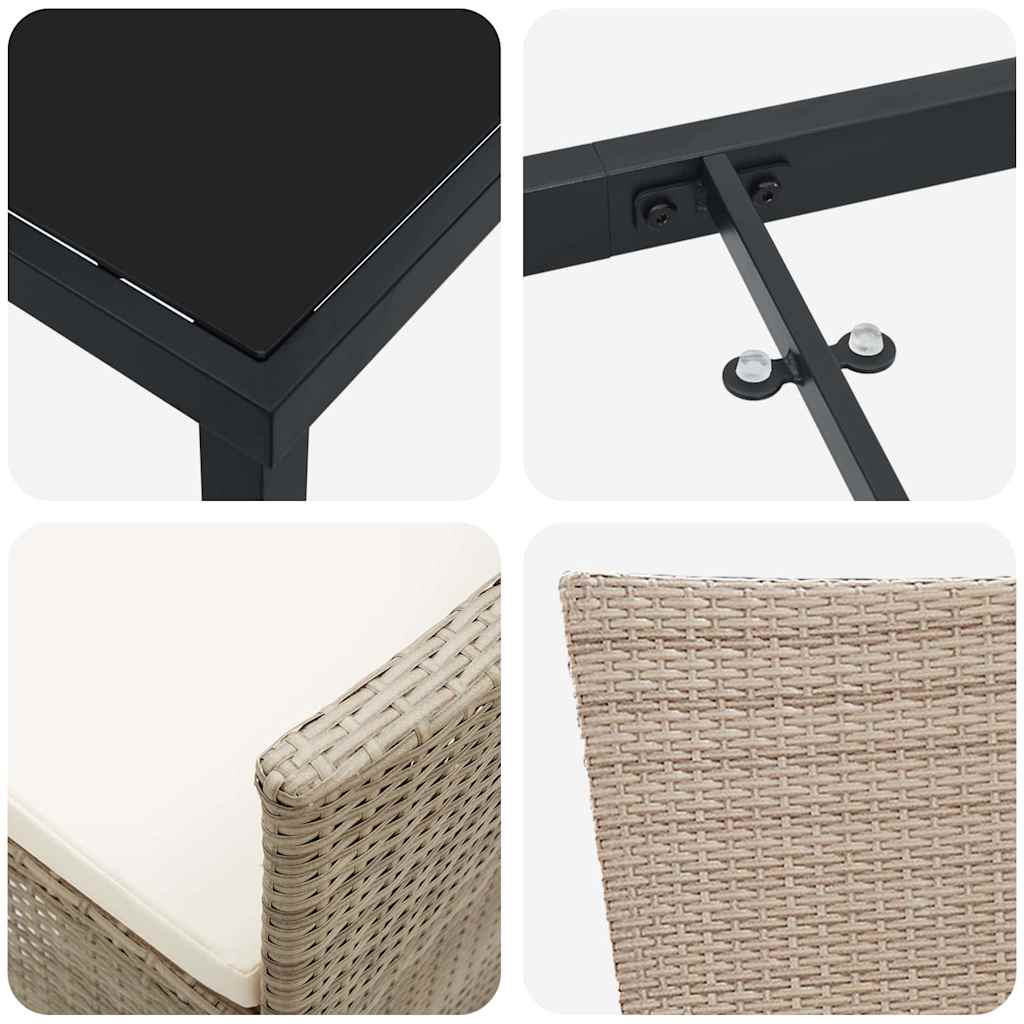 Set da Pranzo per Giardino con cuscino 5 pcs Beige polyrattan - immagine 9