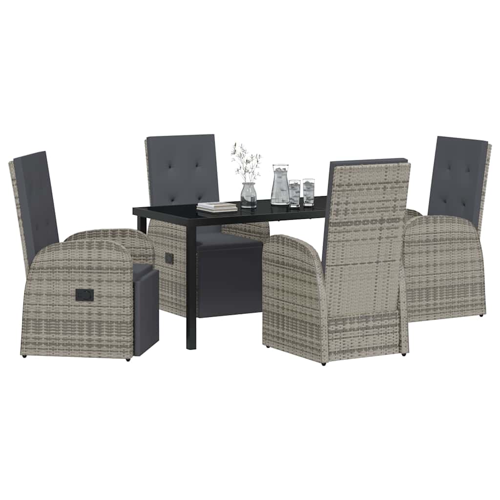 Set da Pranzo per Giardino con cuscino 5 pcs Grigio polyrattan - immagine 3