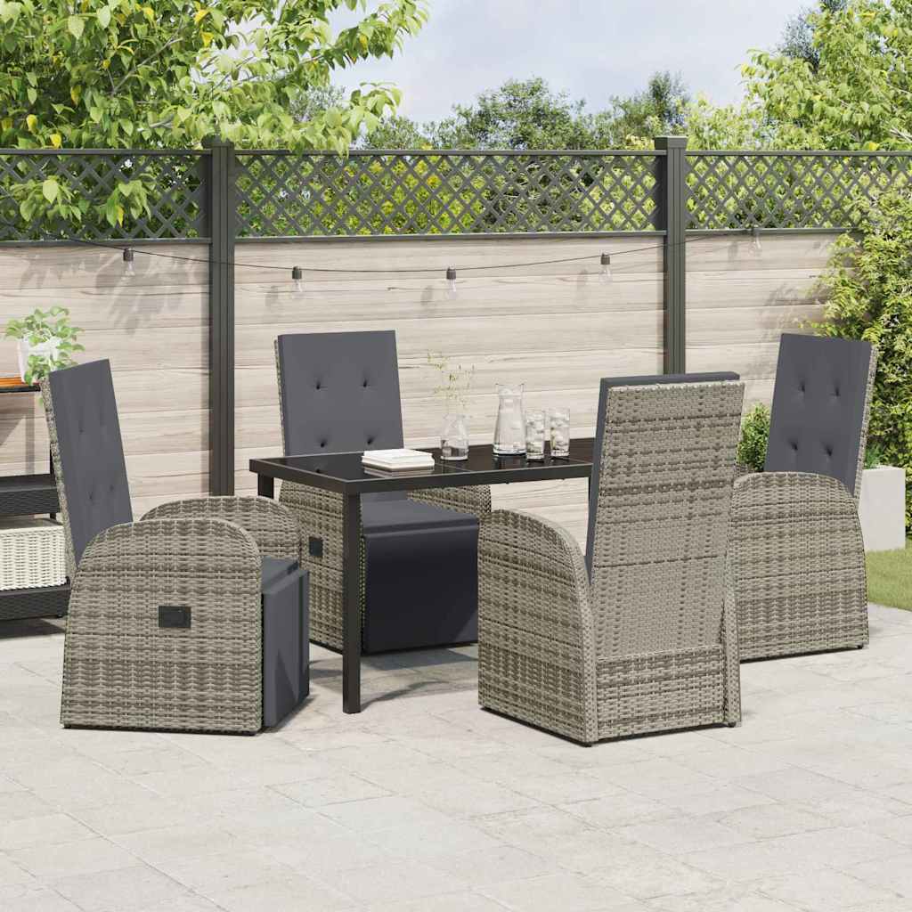 Set da Pranzo per Giardino con cuscino 5 pcs Grigio polyrattan - immagine 4