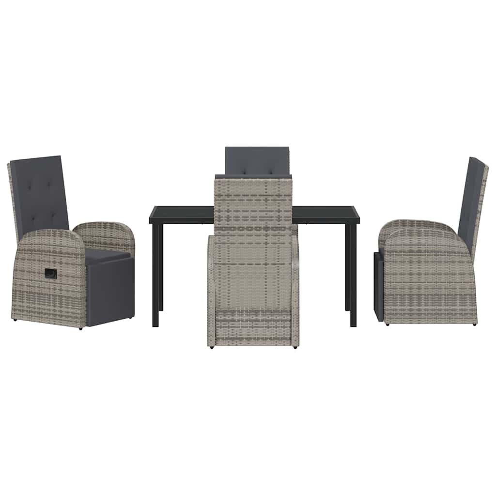 Set da Pranzo per Giardino con cuscino 5 pcs Grigio polyrattan - immagine 7