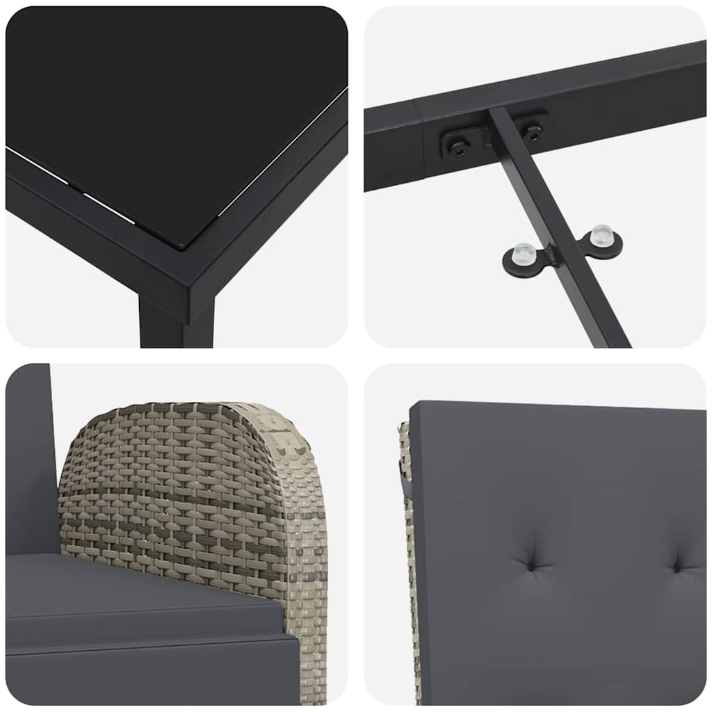 Set da Pranzo per Giardino con cuscino 5 pcs Grigio polyrattan - immagine 9