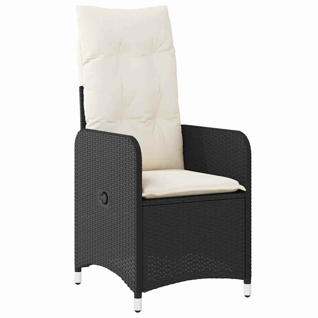 Set da Pranzo per Giardino con cuscino 5 pcs Nero Poly Rattan - immagine 6