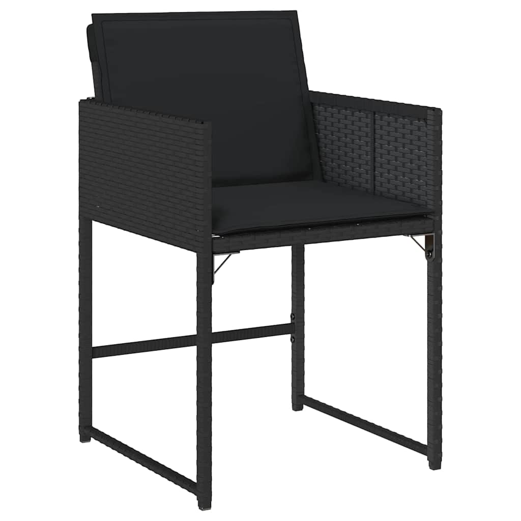 Set da Pranzo per Giardino con cuscino 5 pcs Nero Poly Rattan - immagine 6