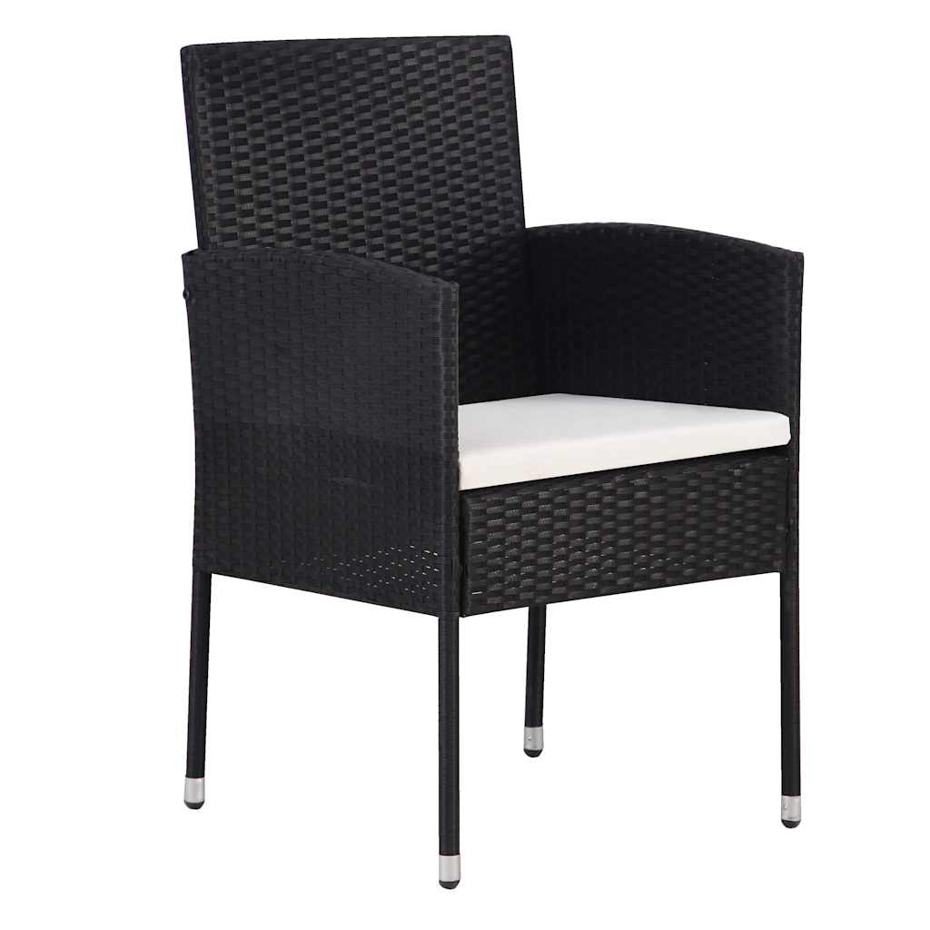 Set da Pranzo per Giardino con cuscino 5 pcs Nero Poly Rattan - immagine 6