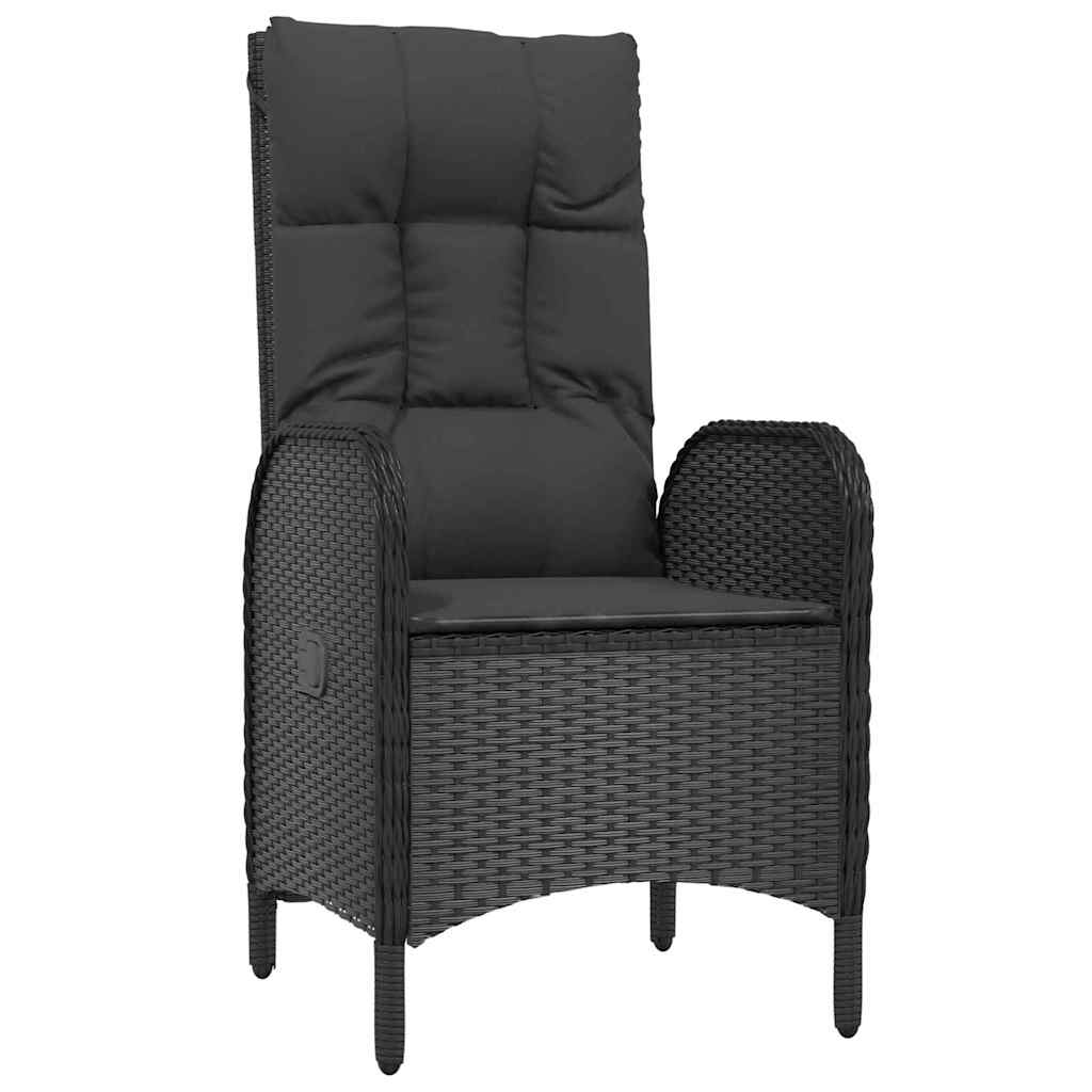 Set da Pranzo per Giardino con cuscino 3 pcs Nero Poly Rattan - immagine 6