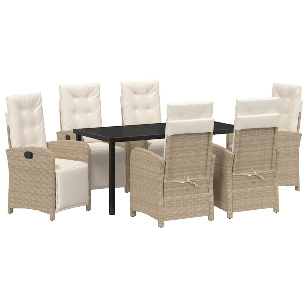 Set da Pranzo per Giardino 7 pcs Beige polyrattan - immagine 2