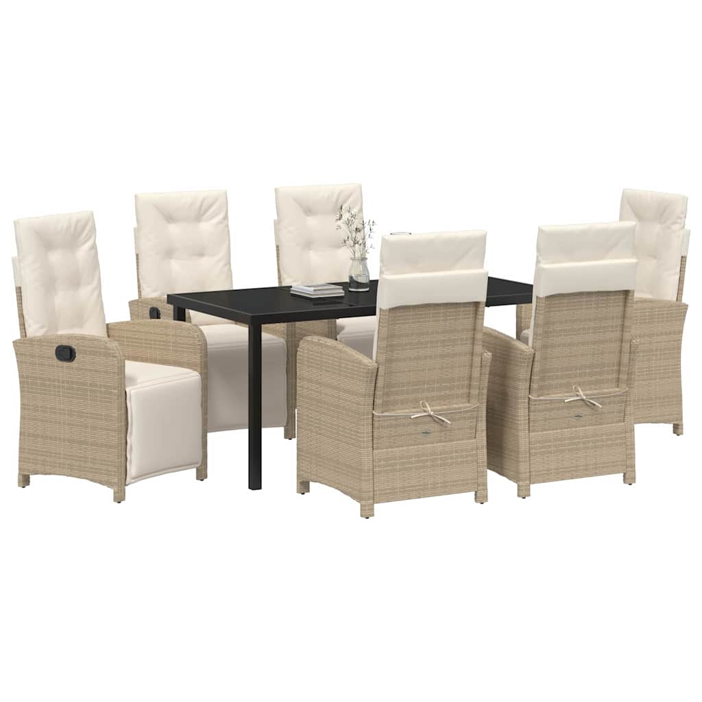 Set da Pranzo per Giardino 7 pcs Beige polyrattan - immagine 3