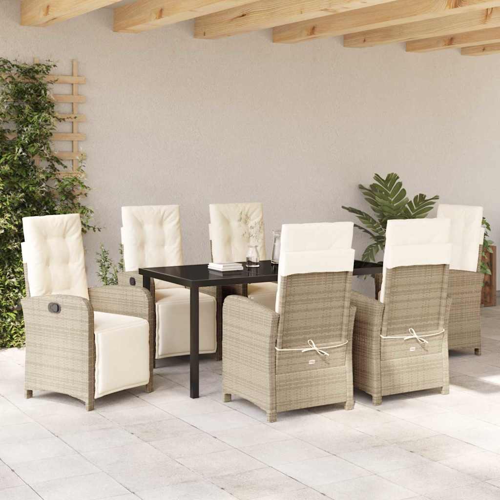 Set da Pranzo per Giardino 7 pcs Beige polyrattan - immagine 4