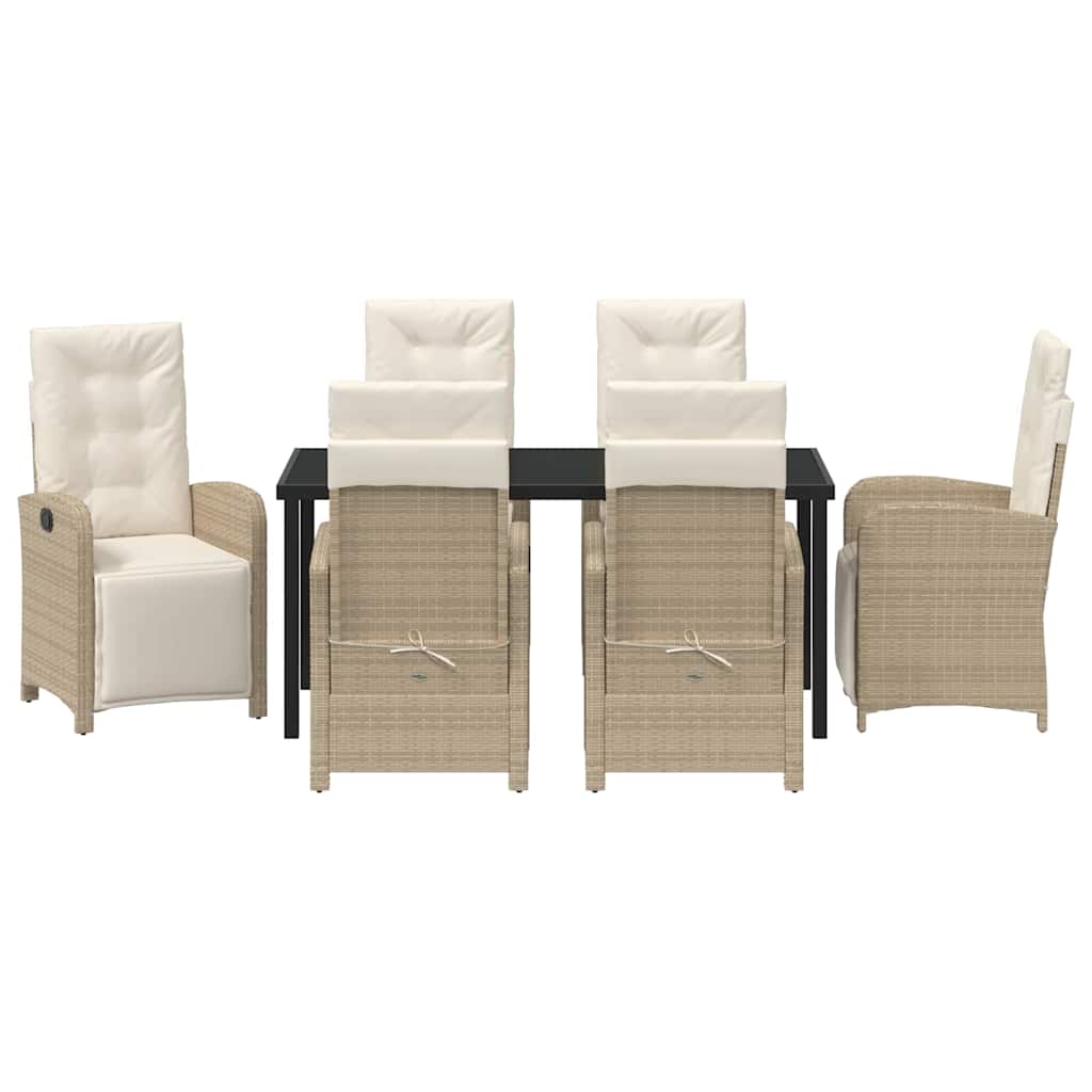 Set da Pranzo per Giardino 7 pcs Beige polyrattan - immagine 7