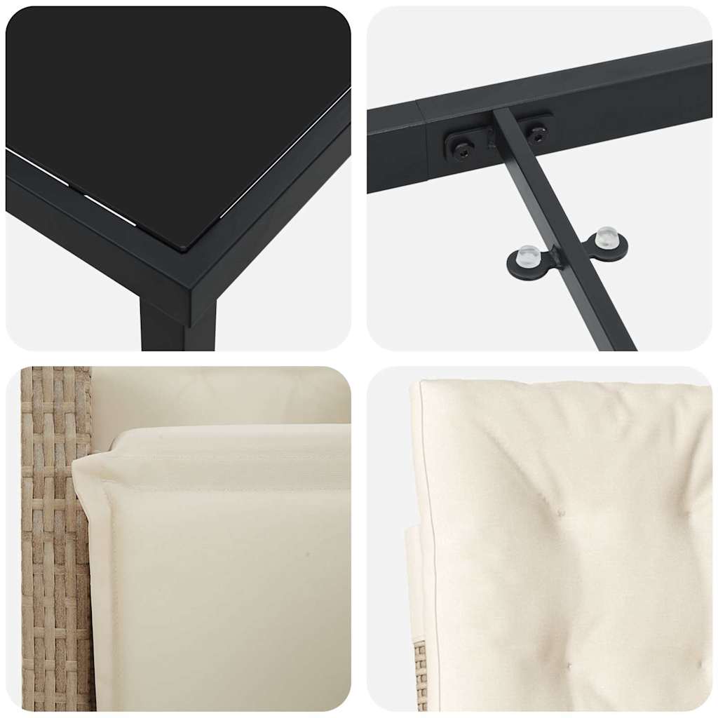 Set da Pranzo per Giardino 7 pcs Beige polyrattan - immagine 9