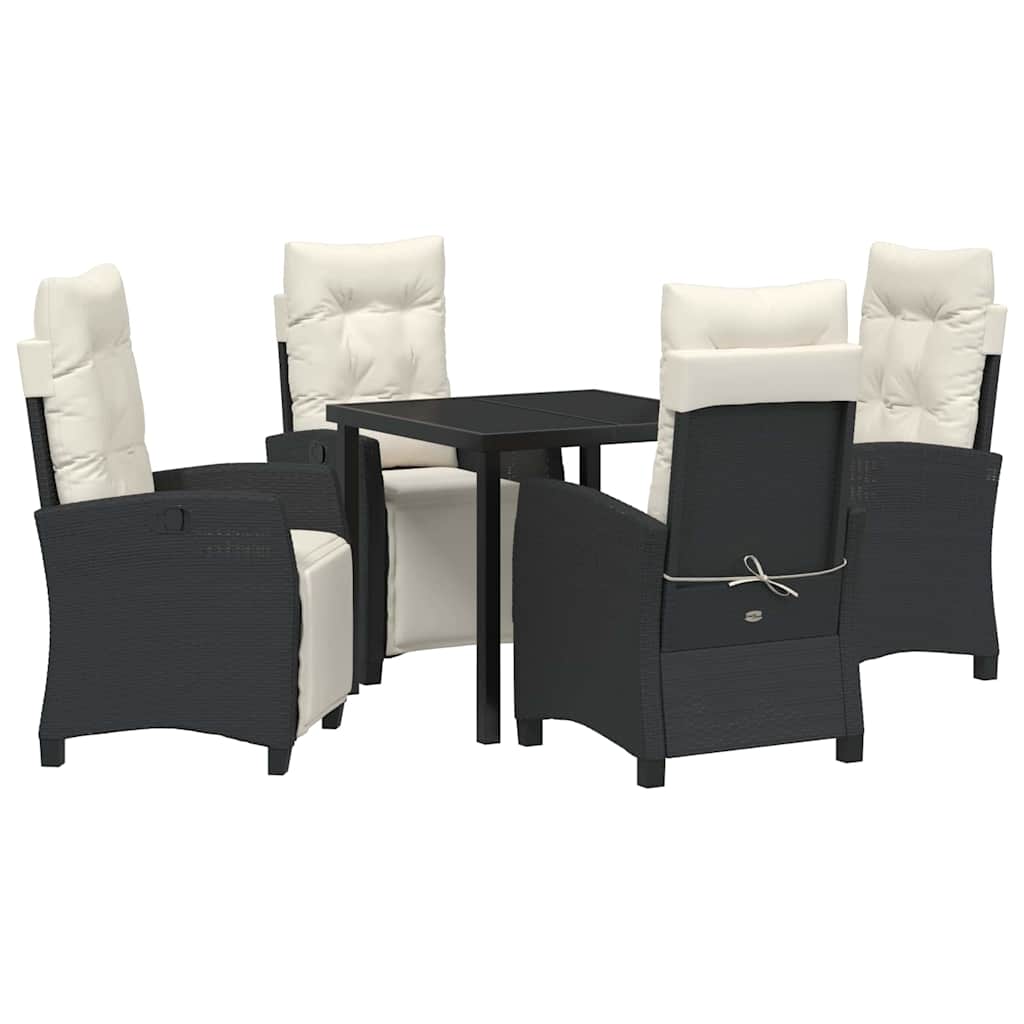 Set da Pranzo per Giardino 5 pcs Nero polyrattan - immagine 2