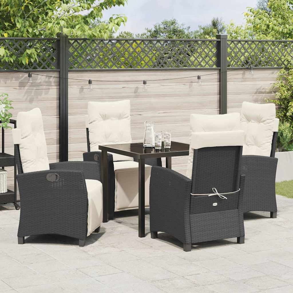 Set da Pranzo per Giardino 5 pcs Nero polyrattan - immagine 4