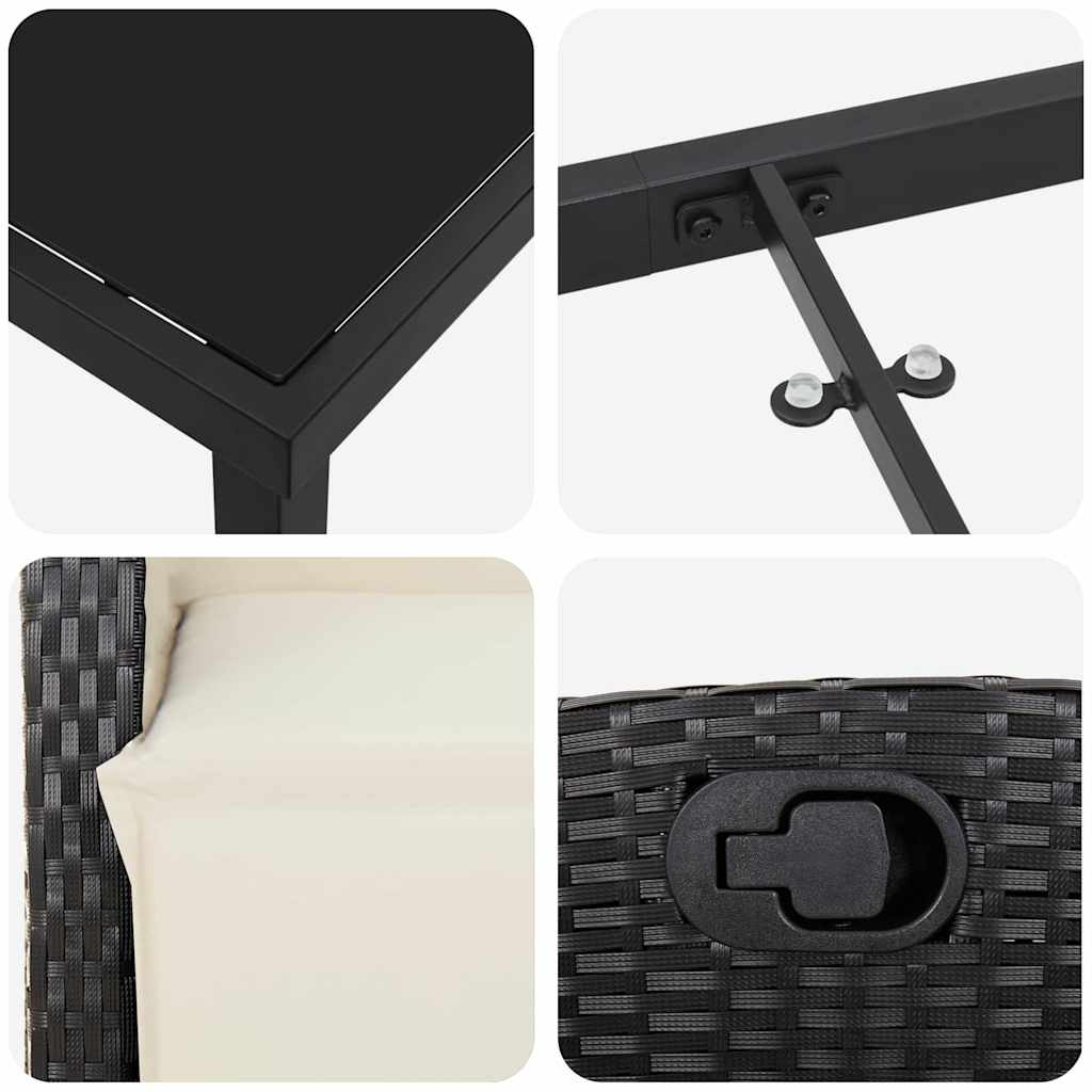 Set da Pranzo per Giardino 5 pcs Nero polyrattan - immagine 9