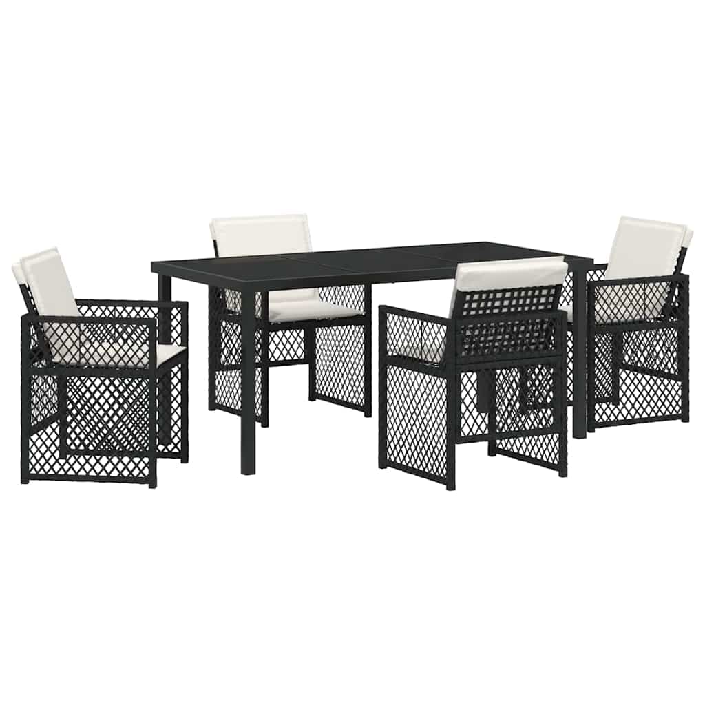 Set da Pranzo per Giardino 5 pcs Nero polyrattan - immagine 2