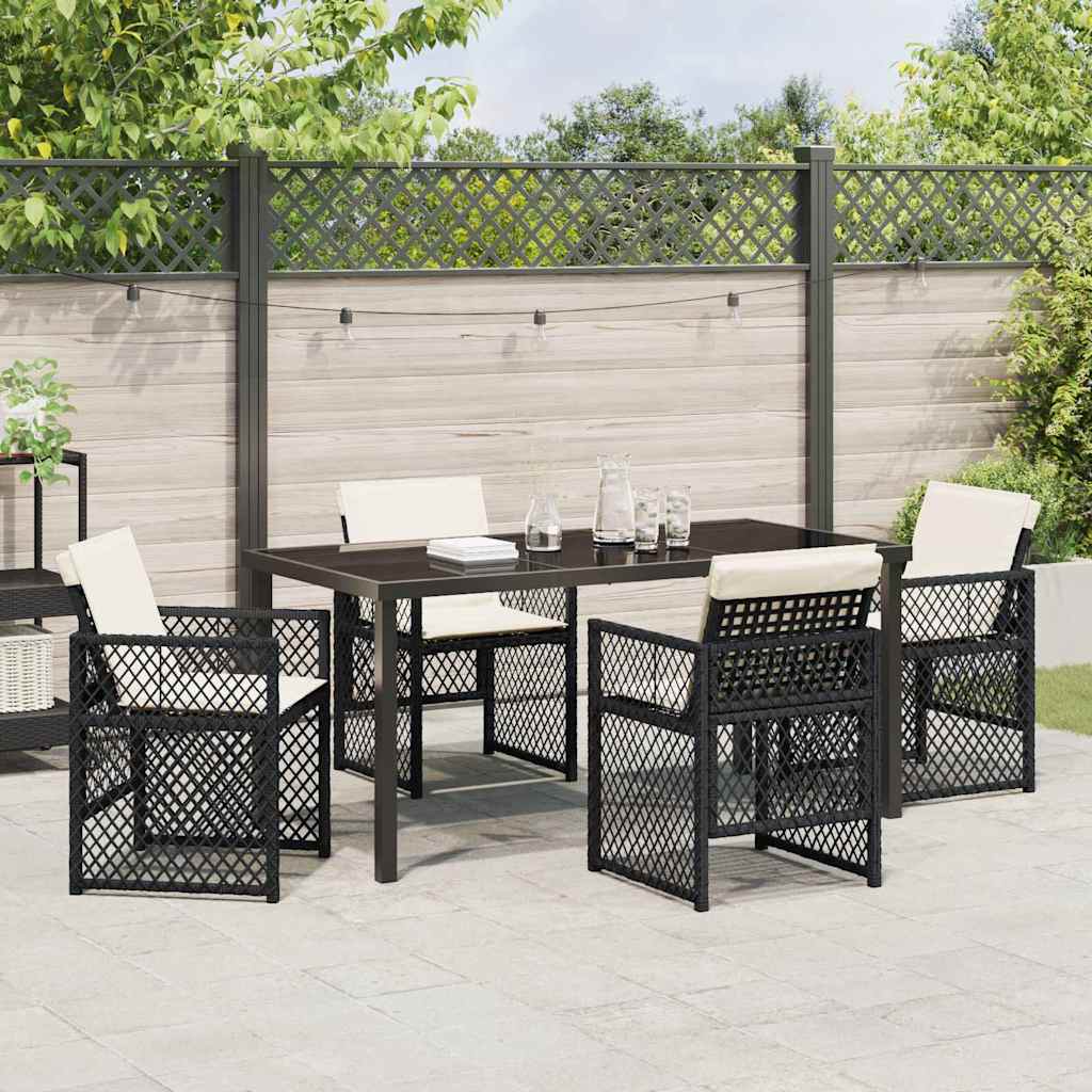 Set da Pranzo per Giardino 5 pcs Nero polyrattan - immagine 4