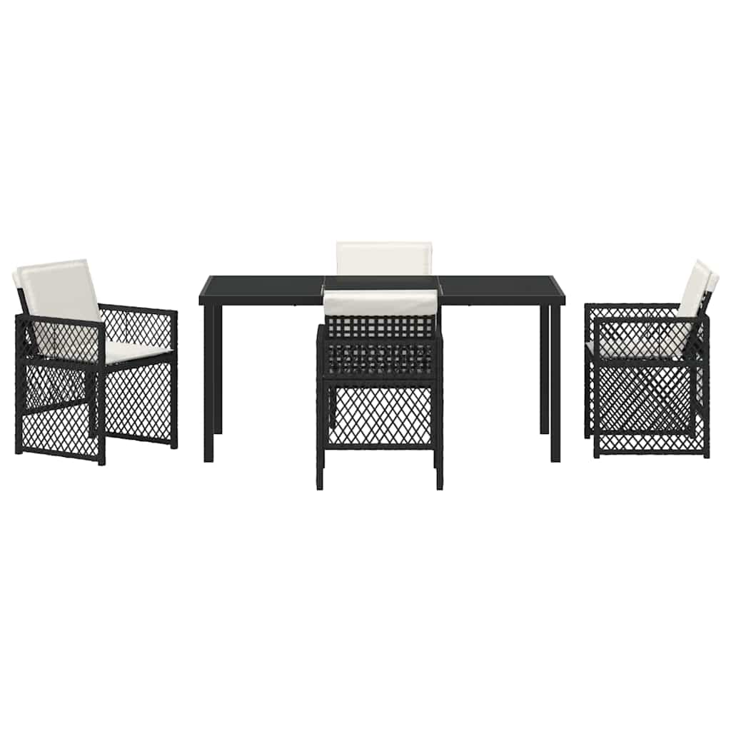 Set da Pranzo per Giardino 5 pcs Nero polyrattan - immagine 7