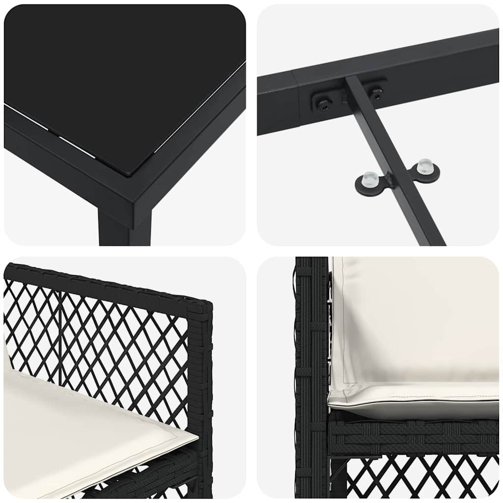 Set da Pranzo per Giardino 5 pcs Nero polyrattan - immagine 9