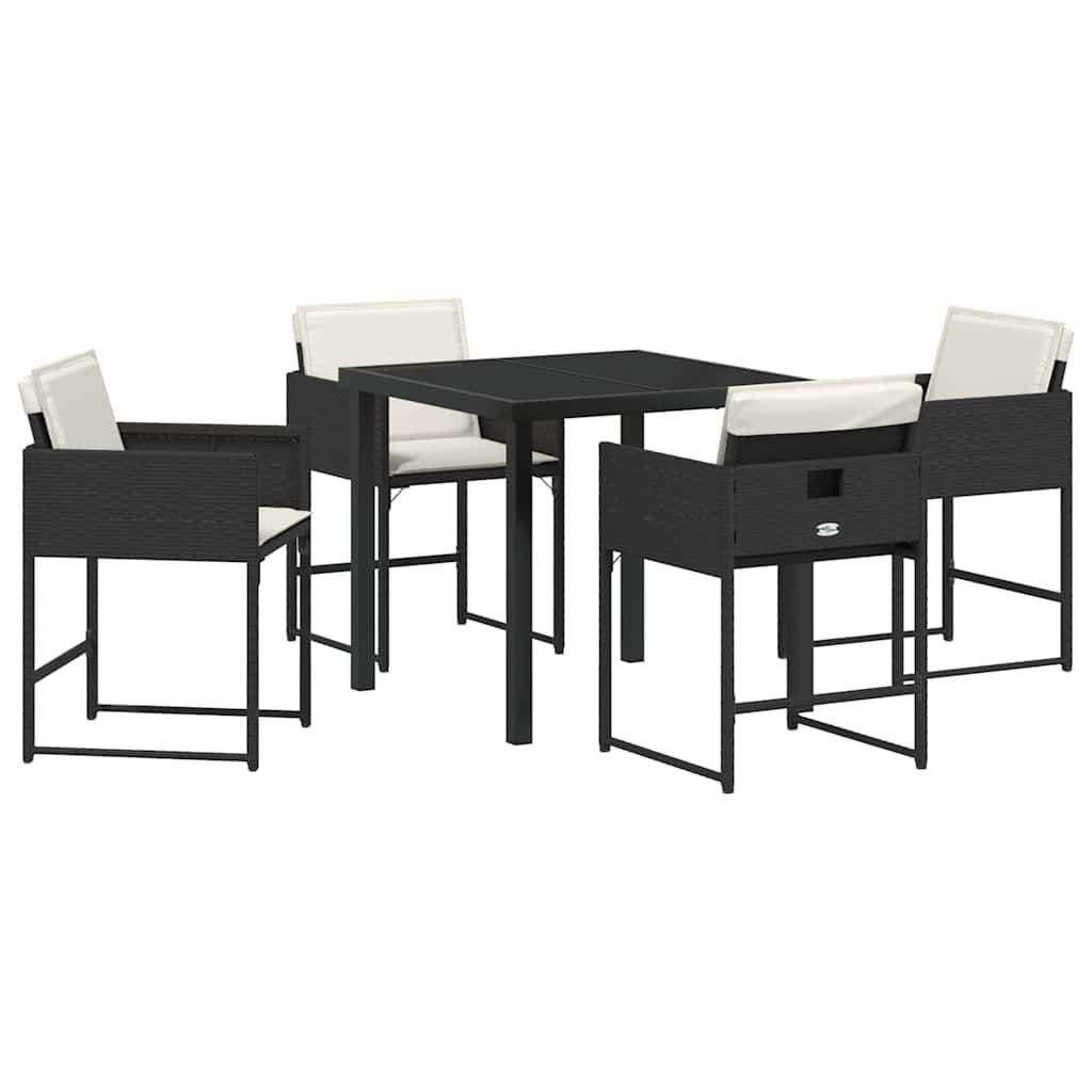 Set da Pranzo per Giardino 5 pcs Nero polyrattan - immagine 2