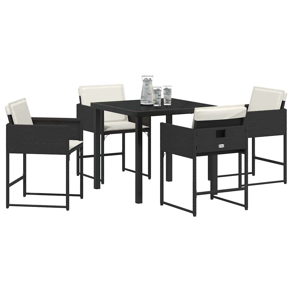 Set da Pranzo per Giardino 5 pcs Nero polyrattan - immagine 3