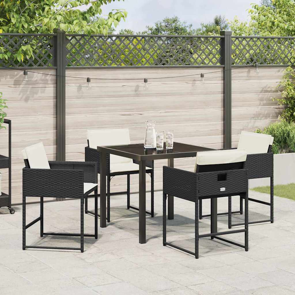 Set da Pranzo per Giardino 5 pcs Nero polyrattan - immagine 4