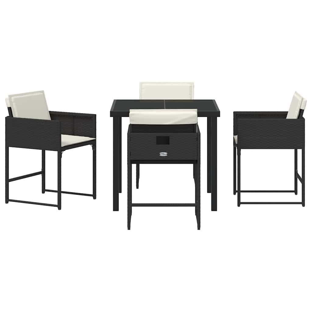 Set da Pranzo per Giardino 5 pcs Nero polyrattan - immagine 7