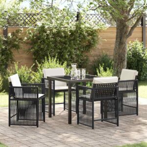 Set da Pranzo per Giardino 5 pcs Nero polyrattan