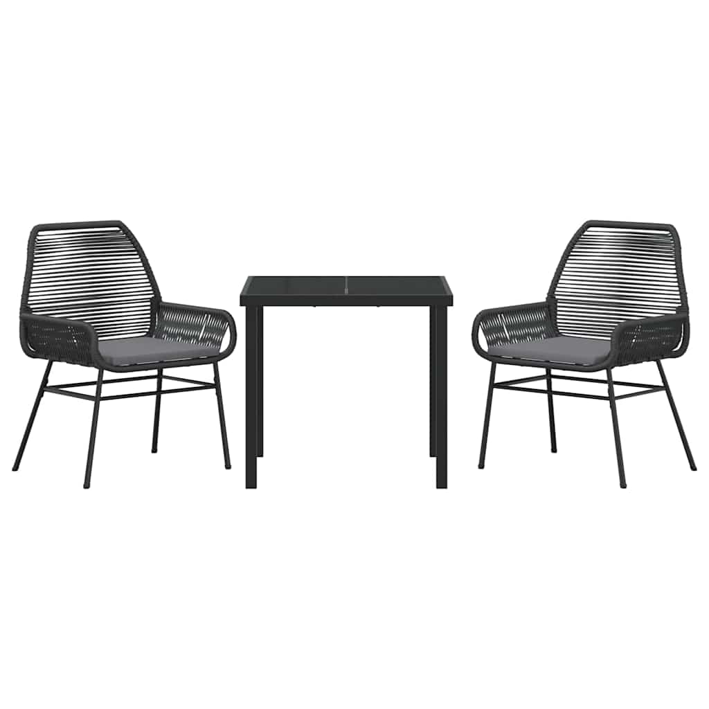 Set da Pranzo per Giardino 3 pcs Nero polyrattan - immagine 7