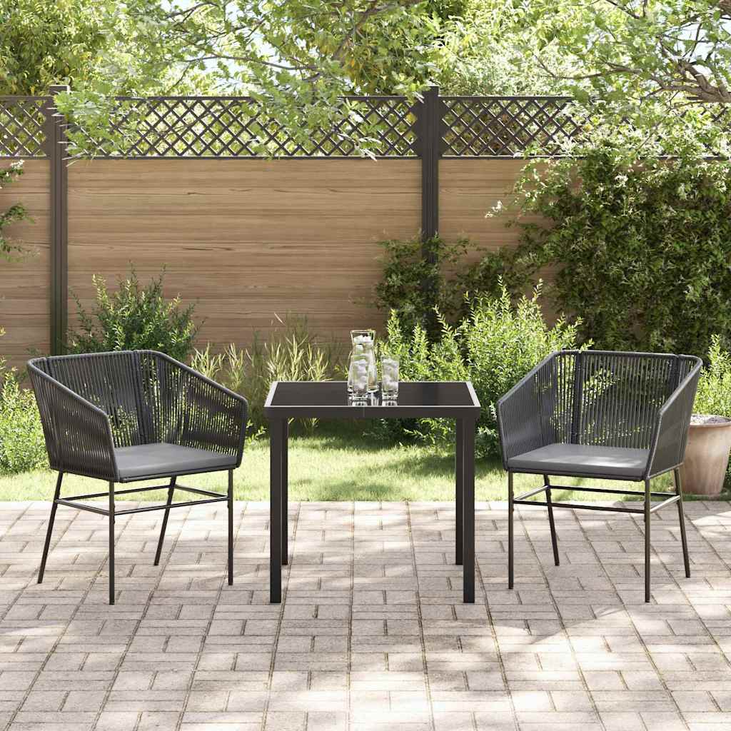 Set da Pranzo per Giardino 3 pcs Nero Poly Rattan - immagine 4