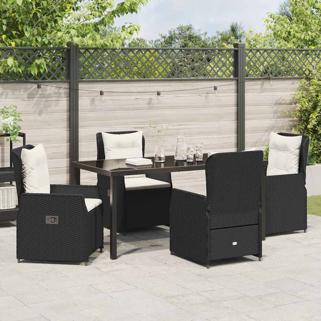 Set da Pranzo per Giardino 5 pcs Nero polyrattan - immagine 4
