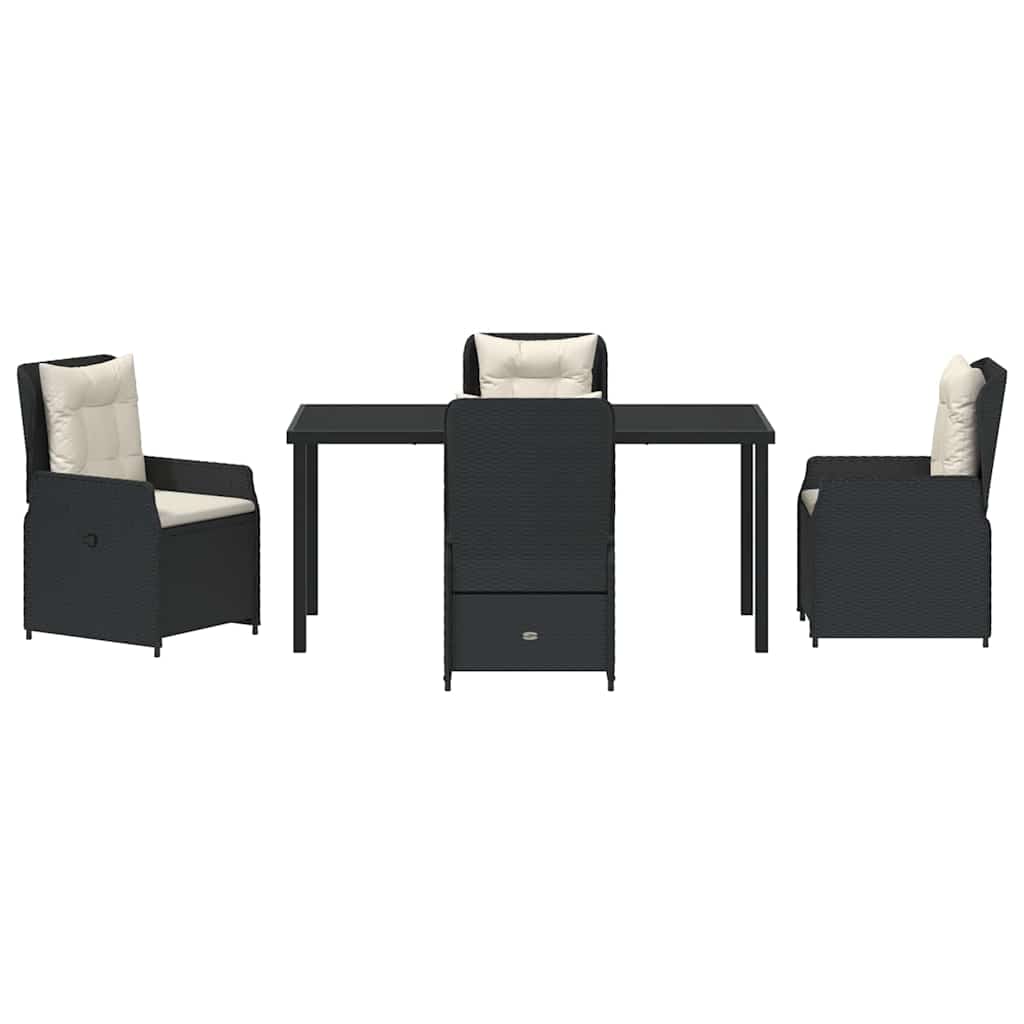 Set da Pranzo per Giardino 5 pcs Nero polyrattan - immagine 7