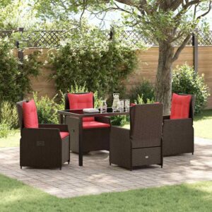 Set da Pranzo per Giardino 5 pcs Marrone Poly Rattan