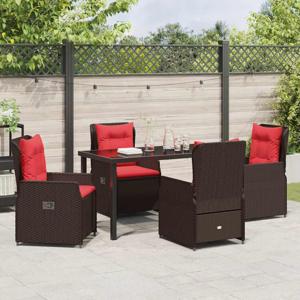 Set da Pranzo per Giardino 5 pcs Marrone Poly Rattan - immagine 4