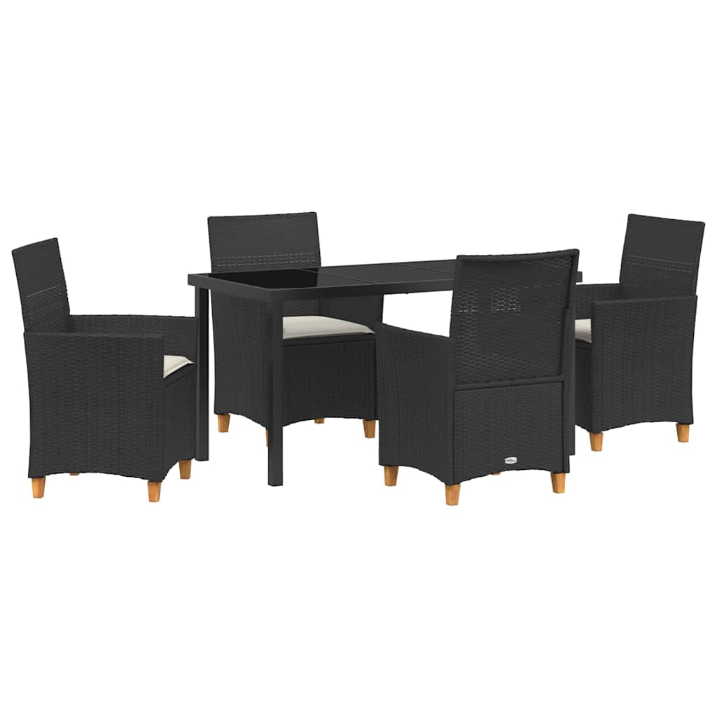 Set da Pranzo per Giardino 5 pcs Nero polyrattan - immagine 2