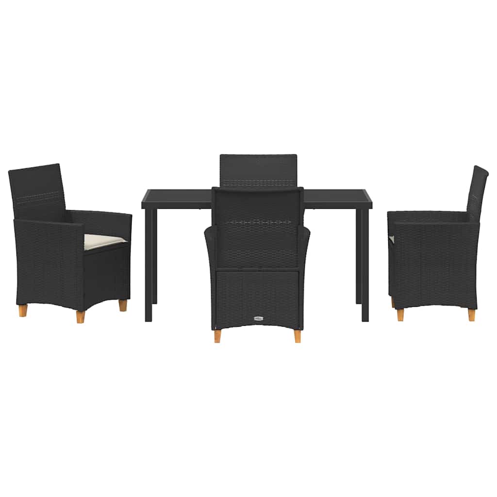 Set da Pranzo per Giardino 5 pcs Nero polyrattan - immagine 7