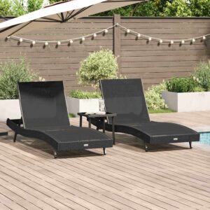 Lettini prendisole 3 pcs Nero 40 x 40 x 40.5 cm polyrattan