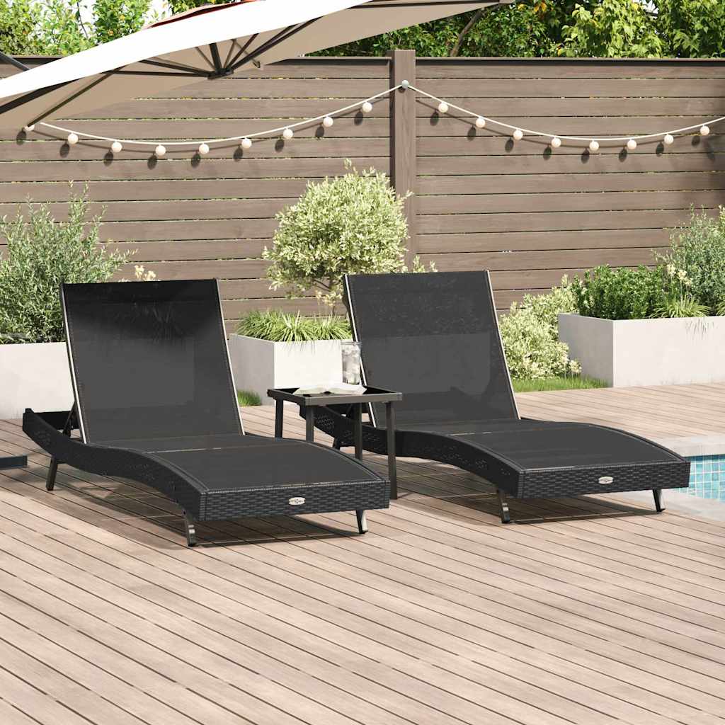 Lettini prendisole 3 pcs Nero 40 x 40 x 40.5 cm polyrattan