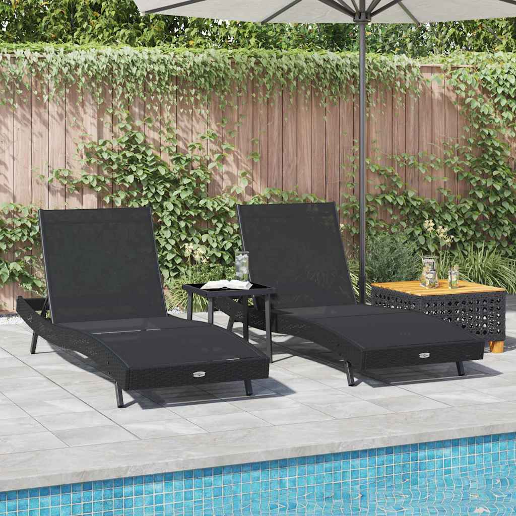 Lettini prendisole 3 pcs Nero 40 x 40 x 40.5 cm polyrattan - immagine 4