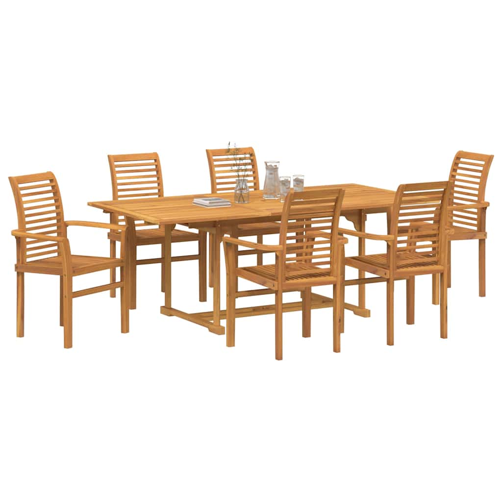 Set da Pranzo per Giardino 7 pcs Marrone 200 x 100 x 75 cm - immagine 3