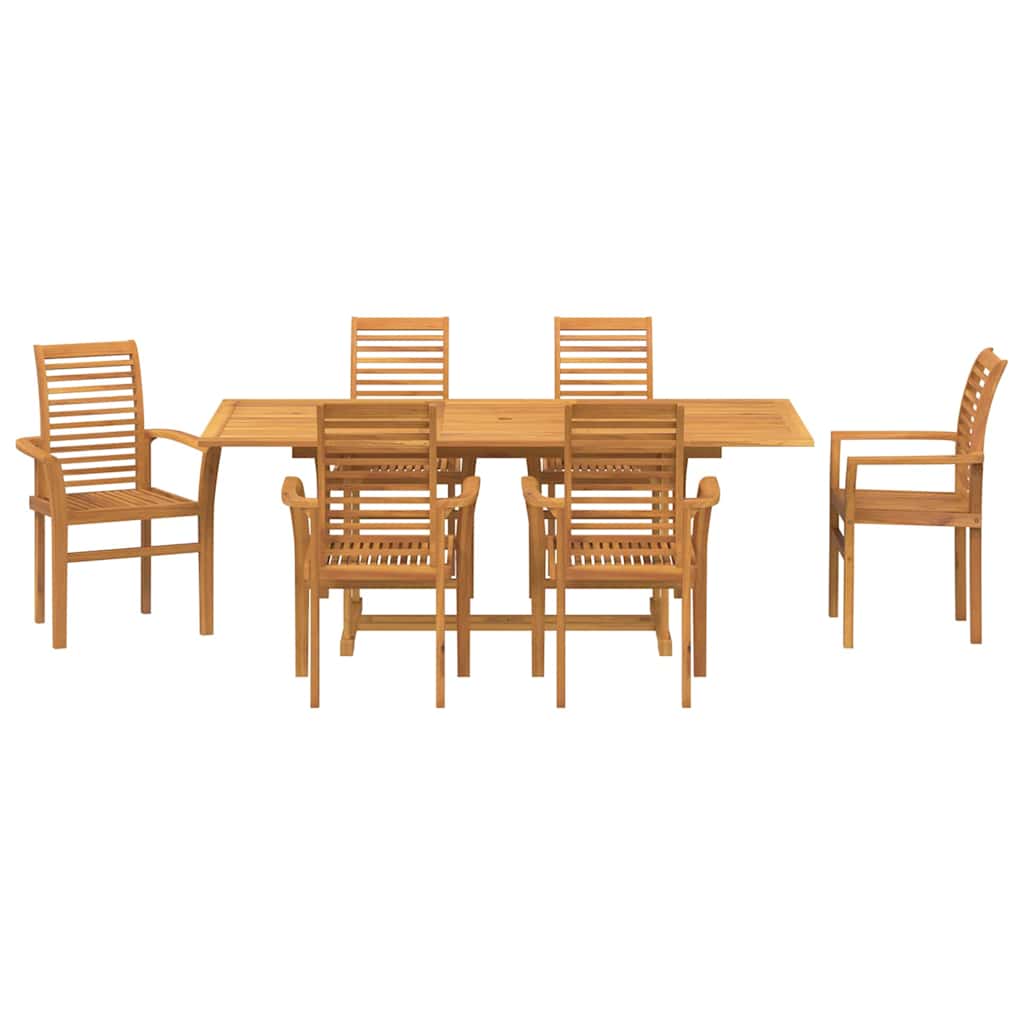 Set da Pranzo per Giardino 7 pcs Marrone 200 x 100 x 75 cm - immagine 7