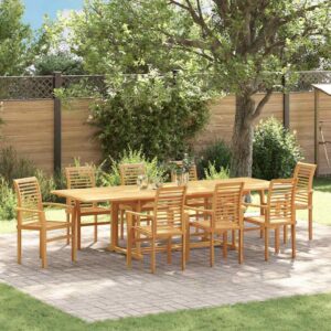 Set da Pranzo per Giardino 9 pcs Marrone 280 x 100 x 75 cm