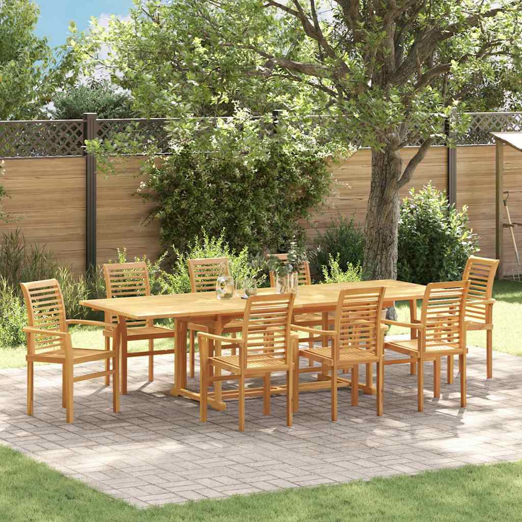 Set da Pranzo per Giardino 9 pcs Marrone 280 x 100 x 75 cm