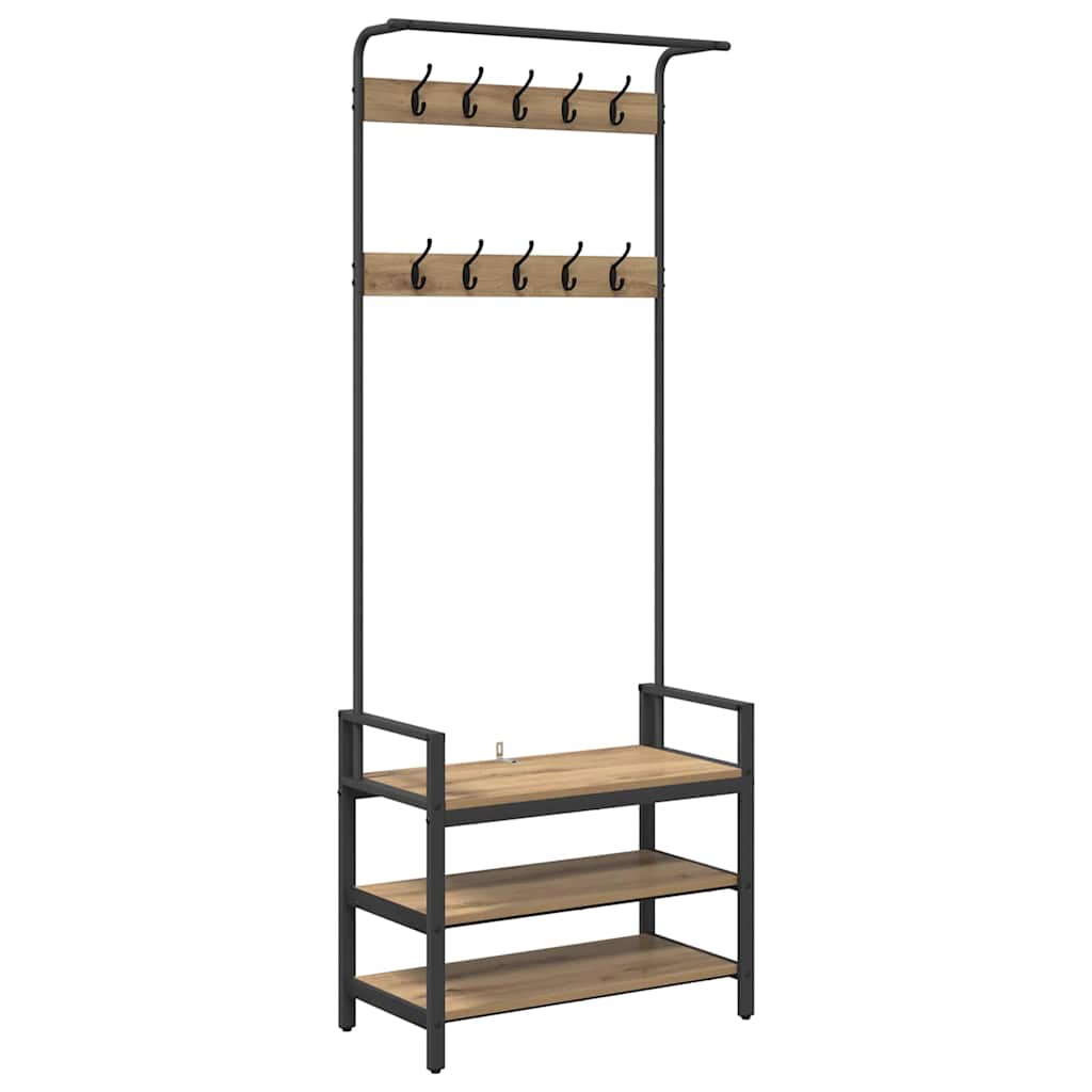 Appendiabiti rovere artigianale 75 x 34 x 184 cm - immagine 2