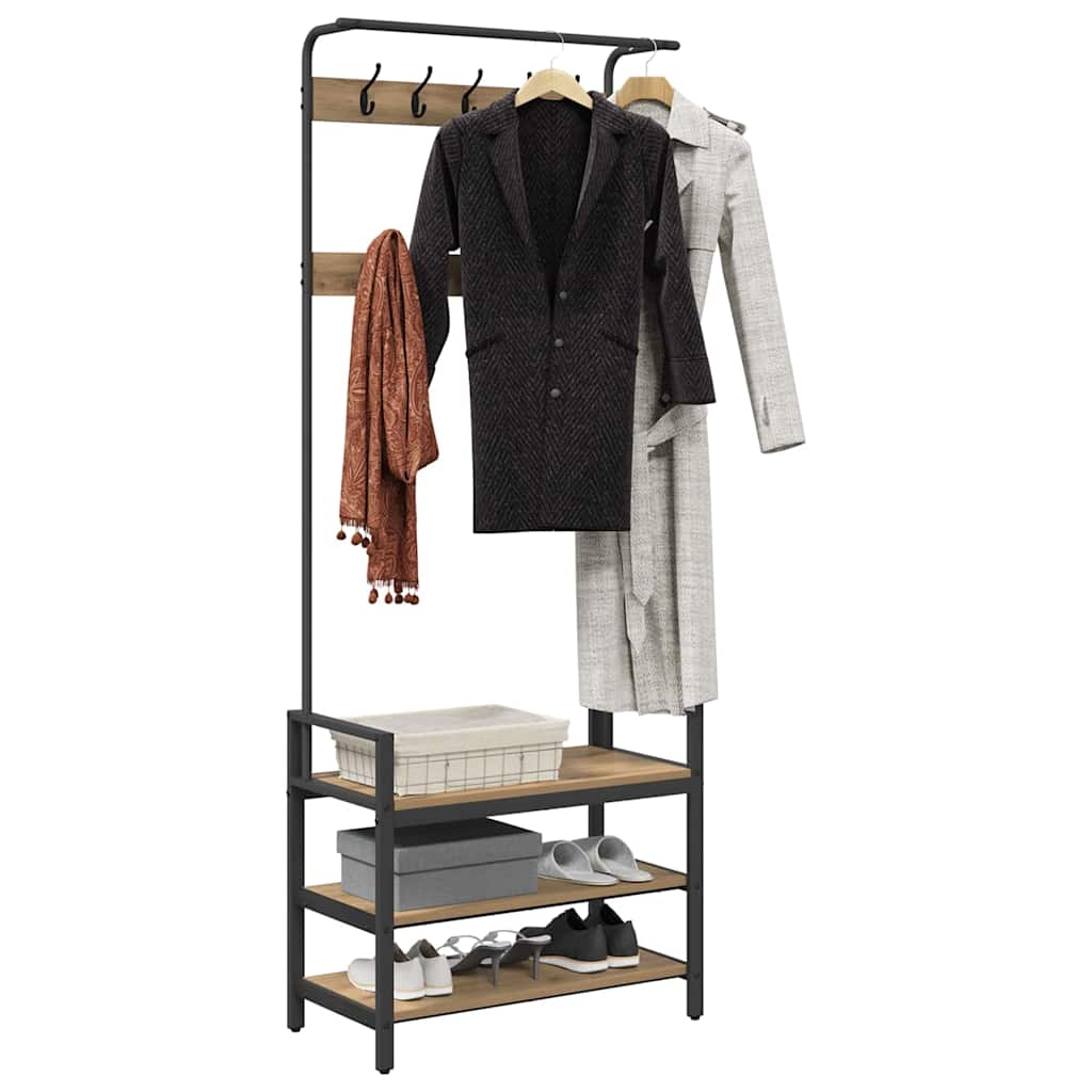 Appendiabiti rovere artigianale 75 x 34 x 184 cm - immagine 3