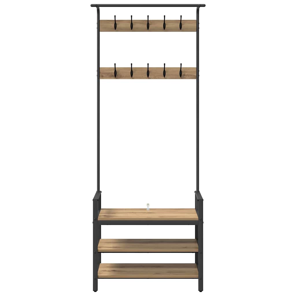 Appendiabiti rovere artigianale 75 x 34 x 184 cm - immagine 5